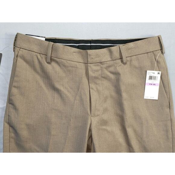 Van Heusen Traveler Slim Fit Non-Iron Dress Pants, Slacks. Tan Herringbone 32X30 - Picture 4 of 7